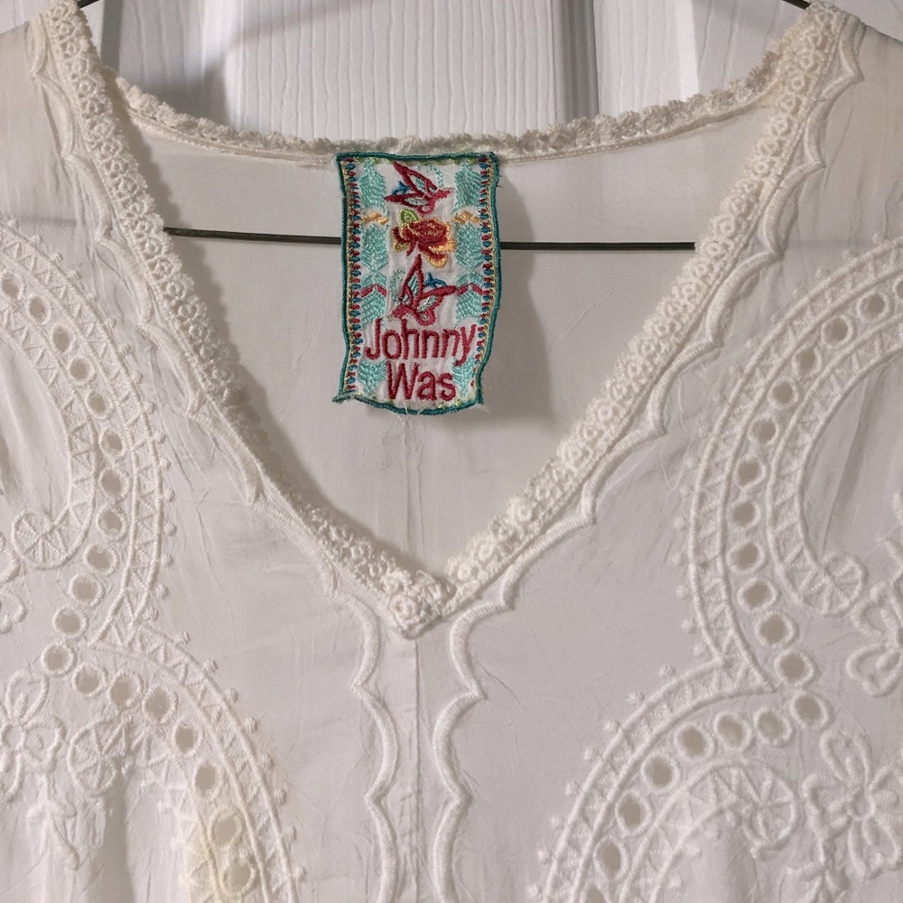 Johnny Was white lace shirt